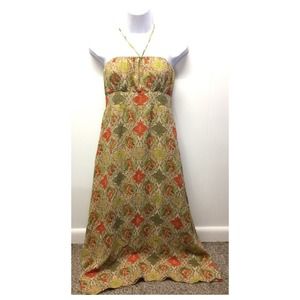 Banana Republic | Bohemian Silk Dress Halter Strap •